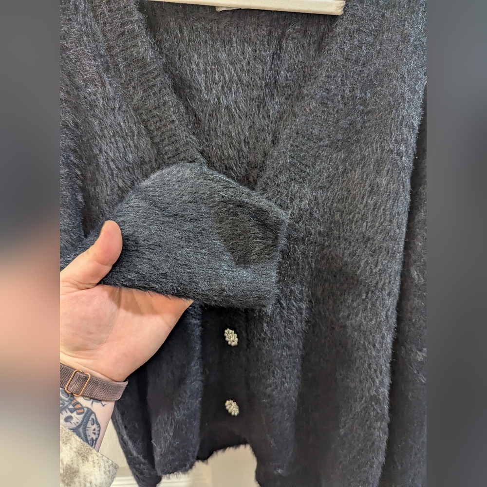 Black Eyelash Cardigan Sweater - Picture 4 of 6
